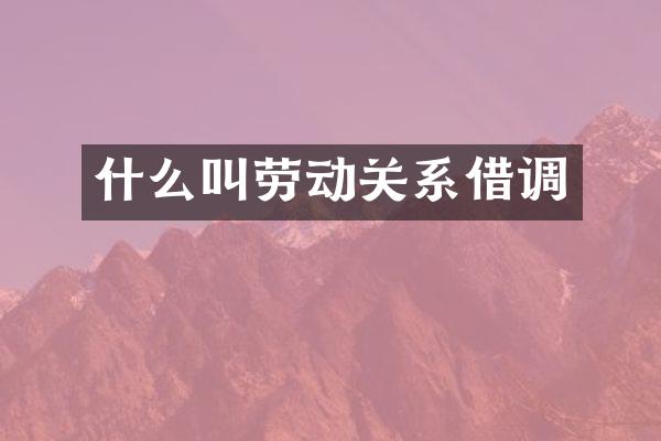 什么叫劳动关系借调