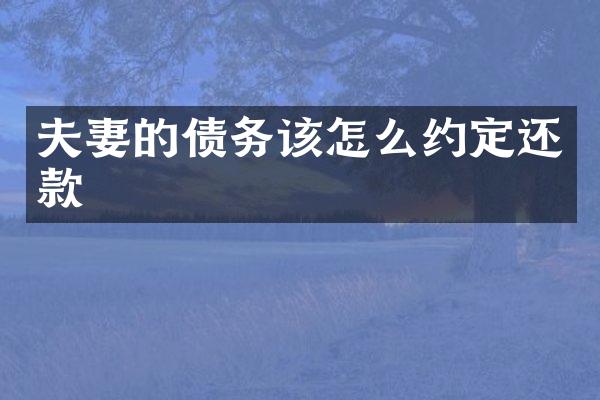 夫妻的债务该怎么约定还款