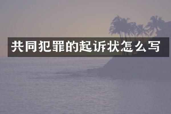 共同犯罪的起诉状怎么写