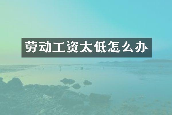 劳动工资太低怎么办