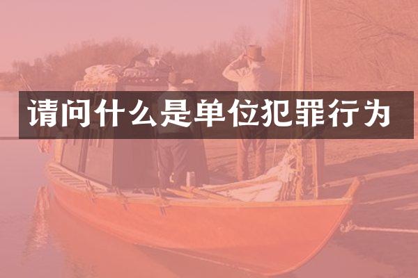 请问什么是单位犯罪行为