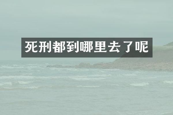 死刑都到哪里去了呢