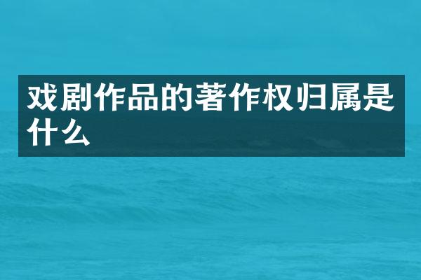 戏剧作品的著作权归属是什么