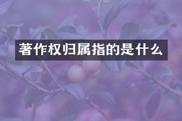 著作权归属指的是什么