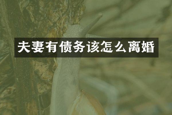 夫妻有债务该怎么离婚