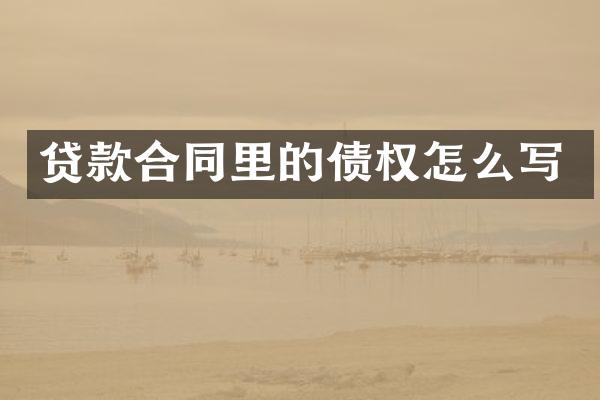 贷款合同里的债权怎么写