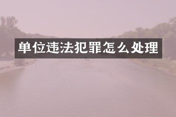单位违法犯罪怎么处理