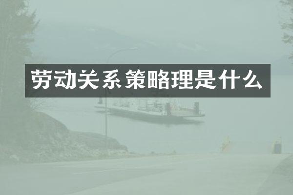 劳动关系策略理是什么