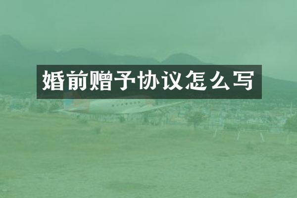 婚前赠予协议怎么写