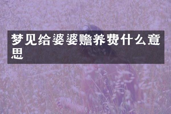 梦见给婆婆赡养费什么意思