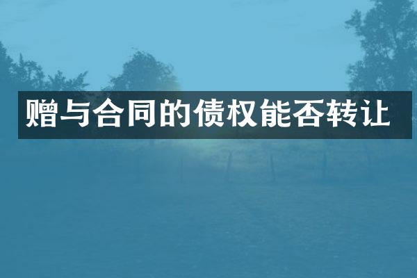 赠与合同的债权能否转让
