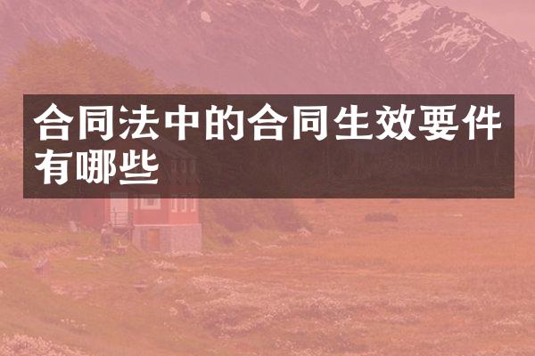 合同法中的合同生效要件有哪些