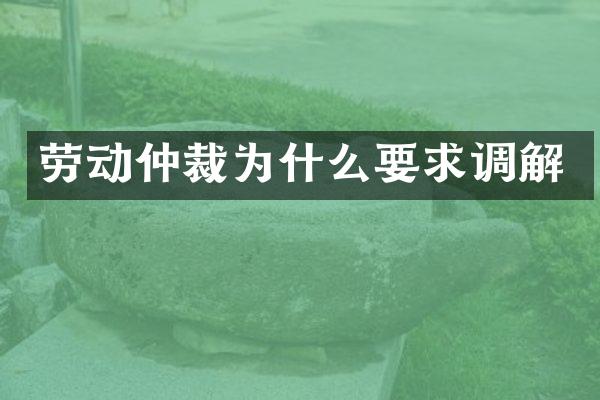 劳动仲裁为什么要求调解