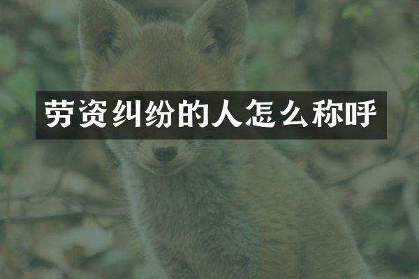劳资纠纷的人怎么称呼