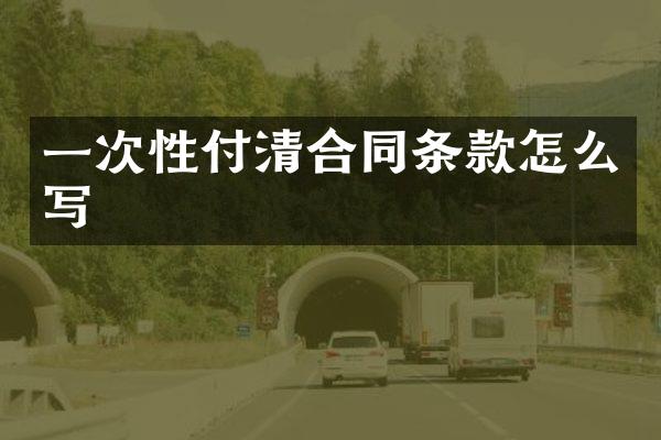 一次性付清合同条款怎么写