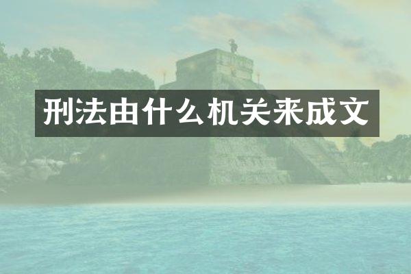 刑法由什么机关来成文