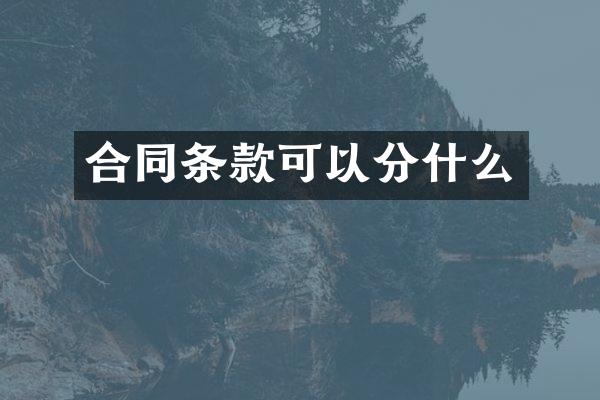 合同条款可以分什么