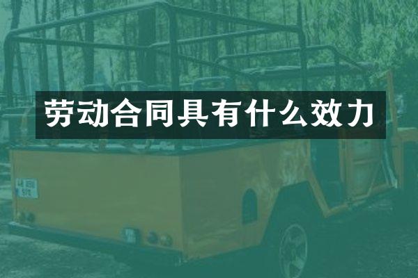 劳动合同具有什么效力