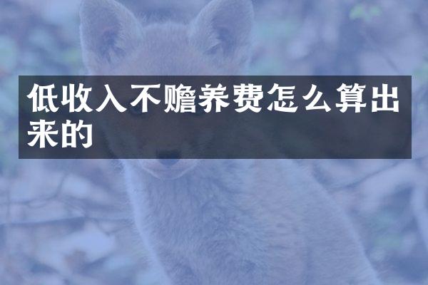 低收入不赡养费怎么算出来的