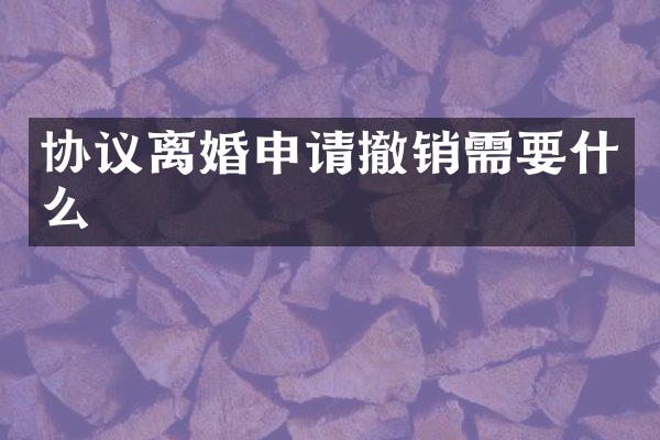 协议离婚申请撤销需要什么