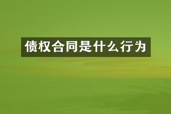 债权合同是什么行为