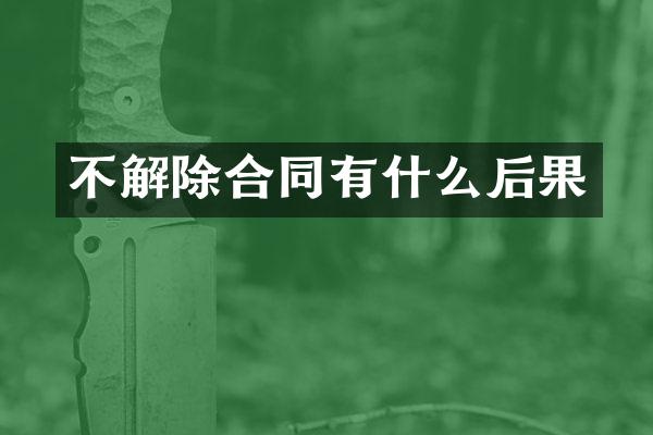 不解除合同有什么后果
