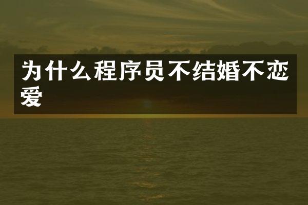 为什么程序员不结婚不恋爱