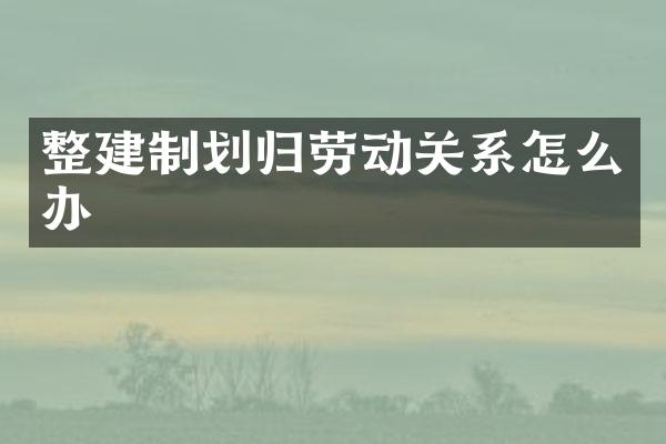 整建制划归劳动关系怎么办