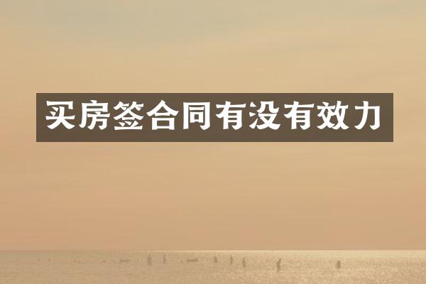 买房签合同有没有效力