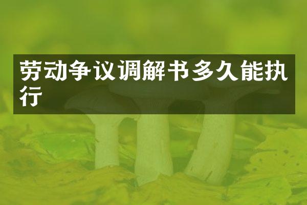 劳动争议调解书多久能执行