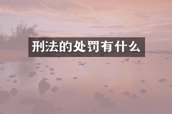 刑法的处罚有什么