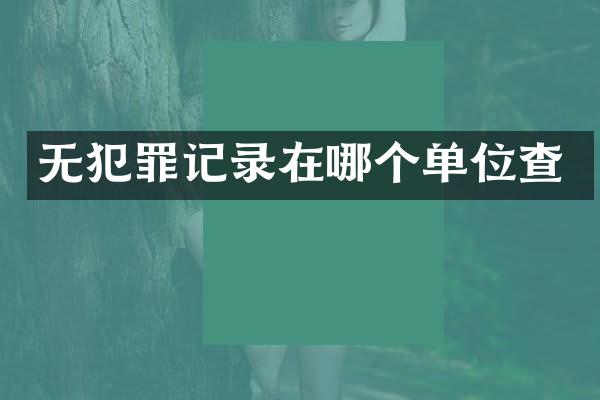 无犯罪记录在哪个单位查