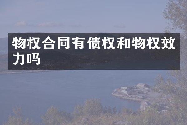 物权合同有债权和物权效力吗