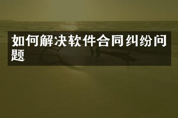 如何解决软件合同纠纷问题