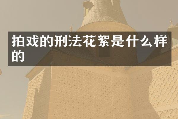 拍戏的刑法花絮是什么样的