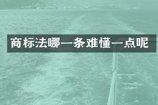 商标法哪一条难懂一点呢