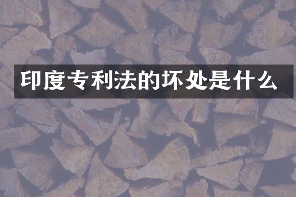 印度专利法的坏处是什么