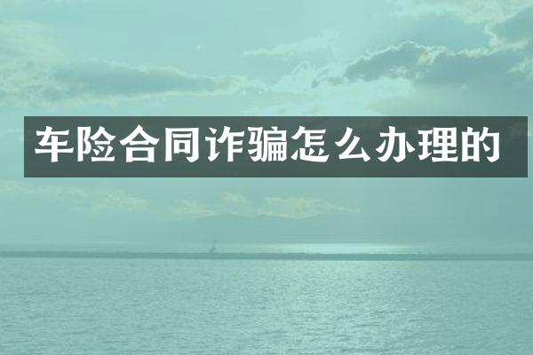 车险合同诈骗怎么办理的