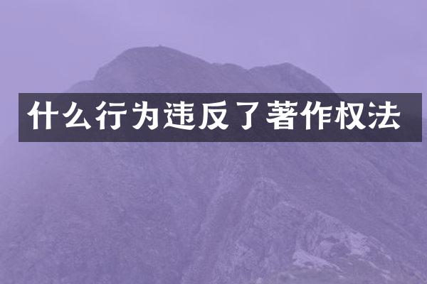 什么行为违反了著作权法