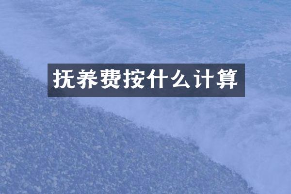抚养费按什么计算