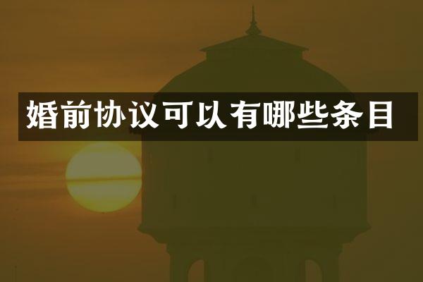 婚前协议可以有哪些条目