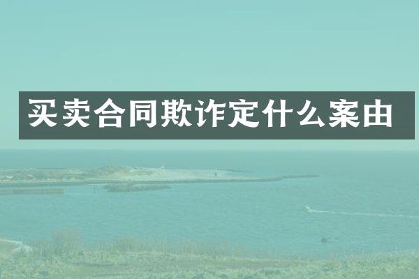 买卖合同欺诈定什么案由