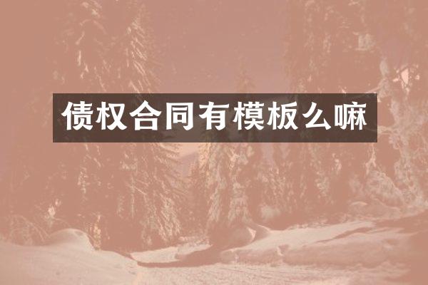 债权合同有模板么嘛