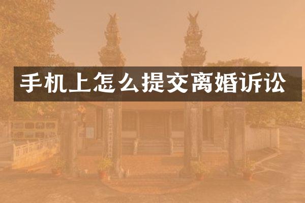 手机上怎么提交离婚诉讼