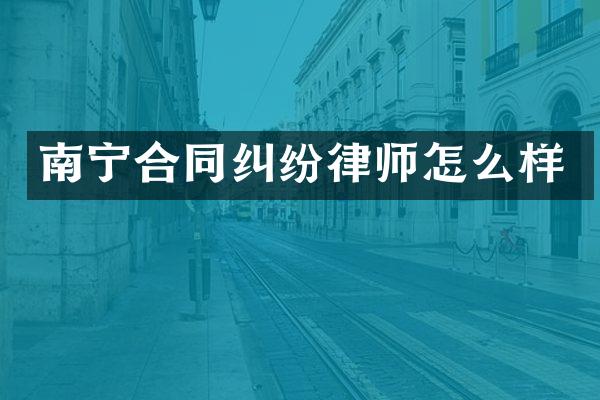 南宁合同纠纷律师怎么样