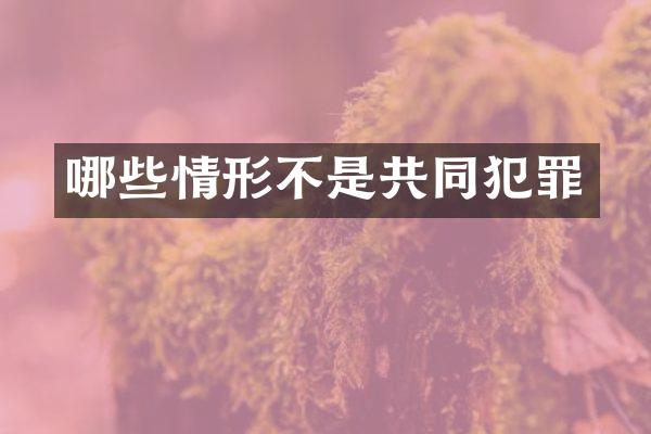 哪些情形不是共同犯罪