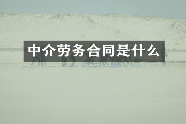 中介劳务合同是什么