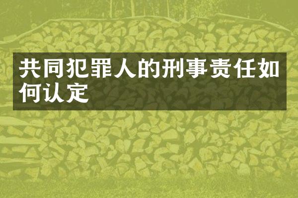 共同犯罪人的刑事责任如何认定