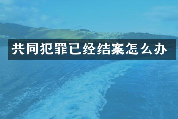 共同犯罪已经结案怎么办