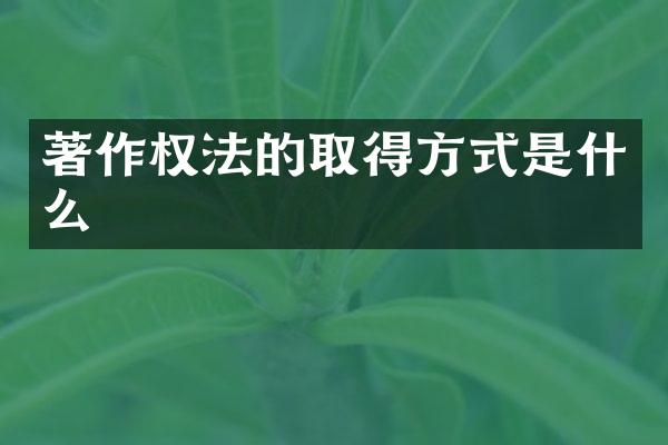 著作权法的取得方式是什么